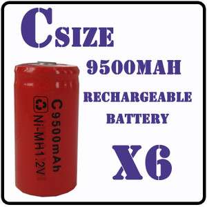 size 1.2V 9500mAh Ni MH rechargeable battery Red  