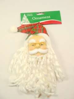   Ornament happy Santa Clause w/ gold glasses Red Square Hat 10  