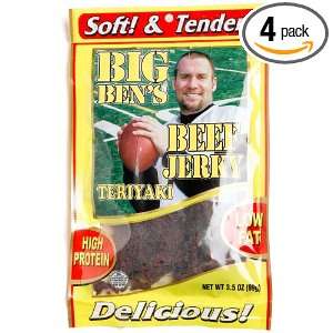 Big Ben Beef Jerky, Teriyaki, 3.25 Ounces Bags (Pack of 4)  