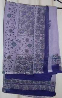 Purple Lilac Sari Indian Saree Fabric Belly Dance Bollywood Drapes 