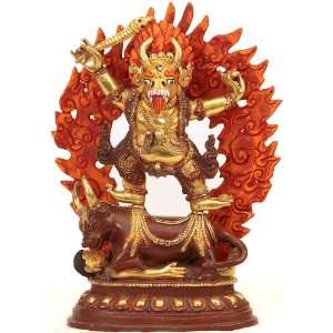 Dharmaraja Yama   God of Death   Copper Sculpture Gilded with 24 Karat 