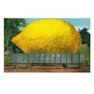  Oversized Lemon on Railroad Car   California State Giclee 