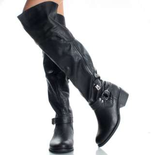 Black Thigh High Boots Western Riding Over The Knee Motorcycle Womens 