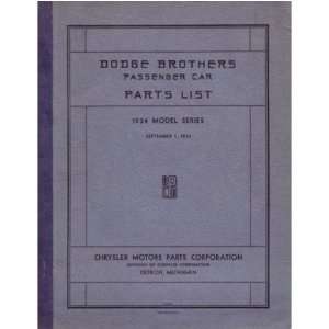  1934 DODGE Parts Book List Guide Catalog Automotive