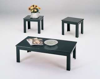 Calico Black Finish 3Pc Occasional Coffee End Table Set  