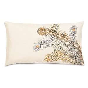  Metallic Peacock Feather Pillow   Frontgate