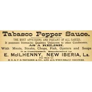  1883 Ad Tabasco Pepper Sauce McIlhenny New Iberia Soup 
