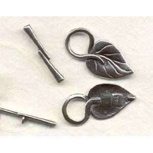  Pewter Philodendron Leaf Toggle   Antique Silver Plated 