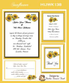 Delux Sunflower Theme Wedding Invitation Kit on CD  