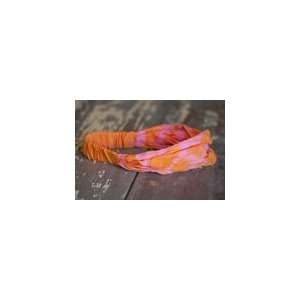  Orange & Pink Tie Dye Handkerchief Headband with Elastic 