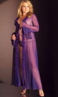 Sexy see thru Marabou gown jacket robe purple Fantasy  