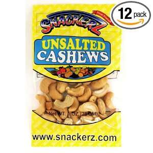 Snackerz Unsalted Cashews, 1.25 Ounce Packages (Pack of 12)  