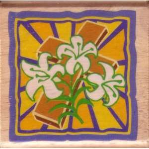  Easter Lilies with Cross Rubber Stamp by Canadian Maple 