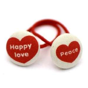  Too Cuties Girls Ponytail Holders. Set of 2 Happy Love and 