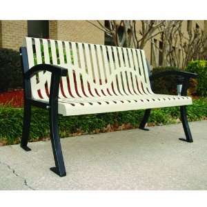  Casino Style 6 Ft. Bench with Contoured Back, Ribbed Steel, 1 1/2 x 