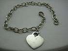 Rolo Link Bracelet Sterling Silver 7.25 with Heart cha