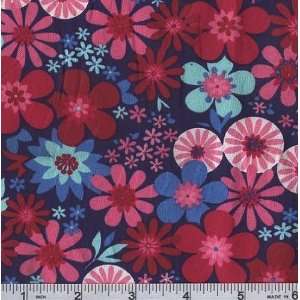  60 Wide Flower Power Navy Blue Fabric By The Yard Arts 
