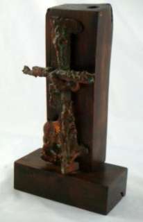 Abstract Metal and Wood Cross Sculpture Brandl 1972  