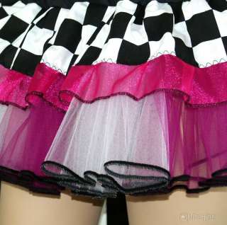 Neon Hot Pink Checkerboard Roller Derby GoGo Mini Tutu  