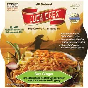 Luck Chen Asian Style Microwaveable Noodles Soy Ginger 8.5oz Bowl (12 