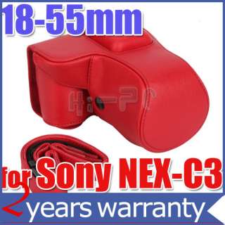 Leather Camera Case Bag for SONY NEX C3 NCXC3 Black 18 55mm lens 