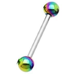  Body Jewelry   Steel Metallic Rainbow Tongue Bar (14G 