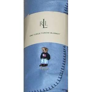 Ralph Lauren Polo Teddy Bear Fleece Throw Blanket 54 x 72 in., Slate 