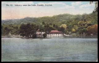 1926 LAKE LIBRARY KANDY CEYLON KGV 12c STAMP POSTCARD  