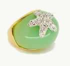 Kenneth Jay Lane Gold & Faux Jade Crystal Starfish Ring