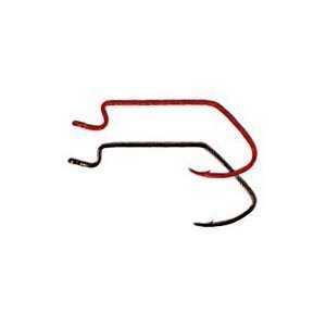   Model 143 Sickle X Wide Gap Worm Hook Color Red Chrome; Size 2/0
