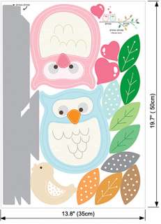 Owls on Tree Kids Room Wall Stickers Home decals Mural  