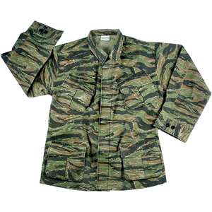 Tiger Stripe Camouflage   Military Vintage Vietnam Fatigue Shirt