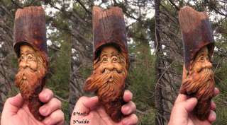 Wood Tree Spirit Carving Sculpture Art Forest Face Art Knot Head Gnome 
