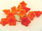 12 Tangerine Orange Mix Trumpet Flower Glass Beads 13mm