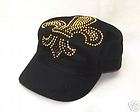 HUGE GOLD SAINTS FLEUR DE LIS FLAT TOP VINTAGE HAT CAP