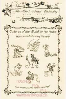 Cultures of the World for Tea Towels Hot Iron Embroidery Transfers 