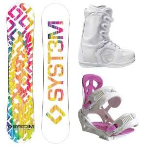  2012 System Mai Tie Dye 144cm Womens Snowboard Package 