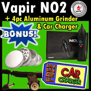 Vapir NO2 Vaporizer +Car Charger & 4PC Aluminum Grinder  