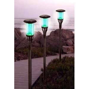  Tall Solar Tiki Torch Light with Green LED 24 Pack Patio 