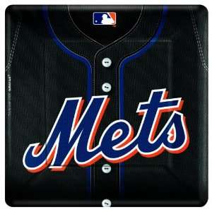   York Mets Baseball 10 inch Square Paper Party Plates
