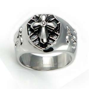  Stainless Steel Mens Cross Ring (13) Automotive