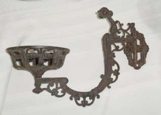   VICTORIAN Swing Arm Cast Iron FONT OIL LAMP HOLDER Bracket Wall Sconce