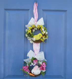 Easter Bunny & Chick Front Door Wreath Spring Wall Decoration Handmade 