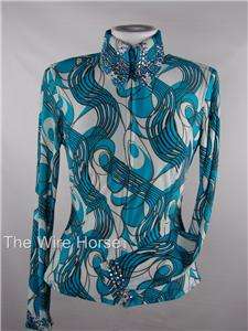 NEW WIRE HORSE LTD. Aqua & Ivory Rail Shirt #201070  
