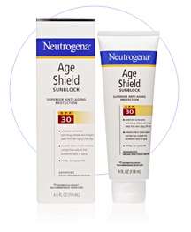 Neutrogena Age Shield Sunblock, available in two SPF formulas 30 and 