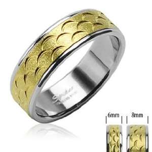  316L Surgical Stainless Steel Rings/IP Gold Center/Dia Cut 