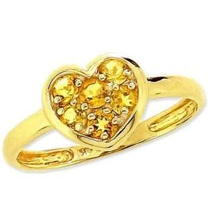    Studded Sweet Heart Promise Ring Citrine, size7.5 diViene Jewelry