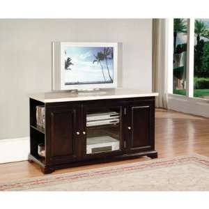  Hazelwood Home TV Stand in Espresso Table Top Finish 