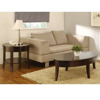 English Style Dark Brown Oval Coffee and End Table Set  