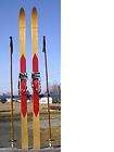 VINTAGE Wooden Skis 66 Wood Skiis + Bamboo Ski Poles  